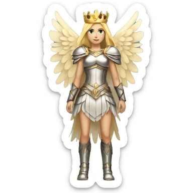 Blond Valkyrie full body with crown with wings sticker