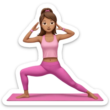 Pose de yoga cabello suelto, rosa sticker
