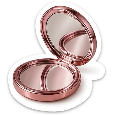 pink compact mirror, elegant and radiant sticker