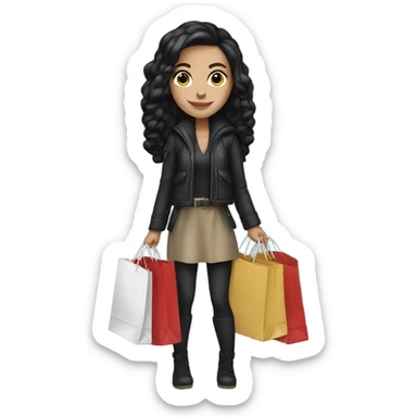 White girl with black hair shopaholic sticker