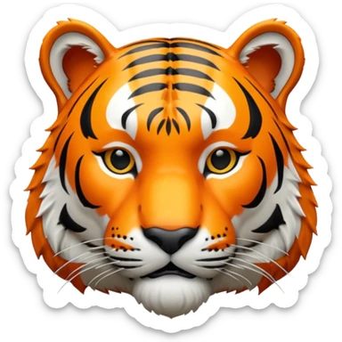 Create a highly polished, 3D game UI–style illustration of a  TIGER HEAD sticker