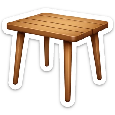 A flat, minimalistic, wooden table icon with four legs, viewed from the front, white background, no shadow, simple lines, high contrast, emoji design sticker