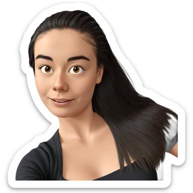 smiling girl in black shirt sticker