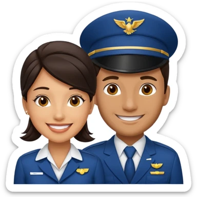 female flight attendant working with her male colleague sticker