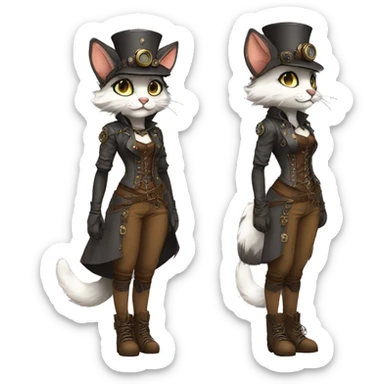Anthro Fur-Sona feline-Fakémon with a steampunk-cap Full Body sticker