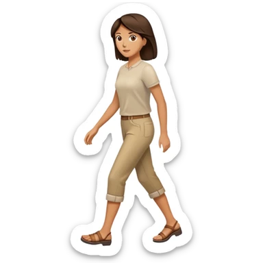 brunette woman walking from left to right sticker
