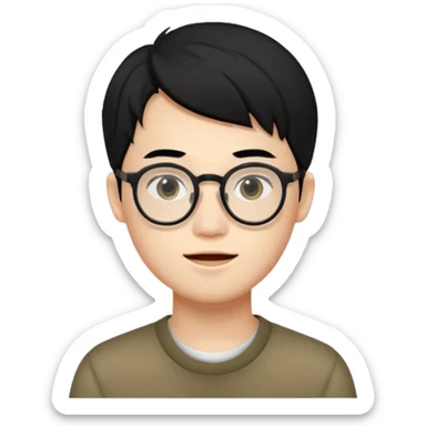 young 23 years old, chinese white man wearing glasses with small mouth sticker