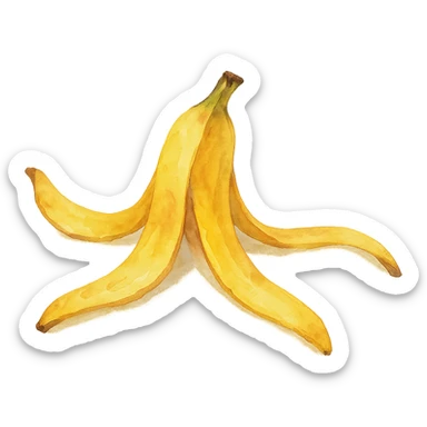 watercolor style banana peel sticker