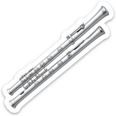 cute silver flute emoji, simplified details, big buttons, cartoonish style sticker