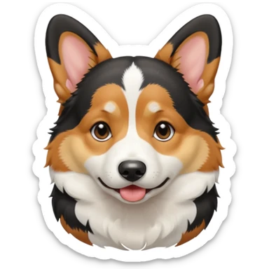  crying black tricolor corgi with no tail sticker