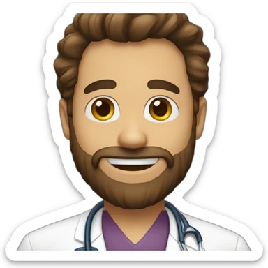 doctor brown beard smiles short sticker