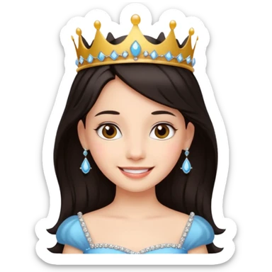 young princess dark hair sticker