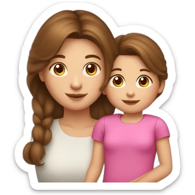 Mom and daughter three years old from Russia with brown hair sticker