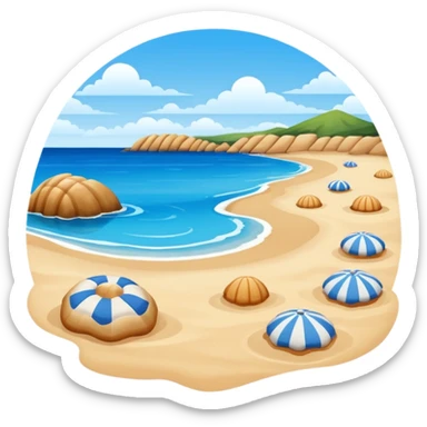 playa paisaje sin que sea un cuadro y que el cielo azul y la arena esten recortada sticker