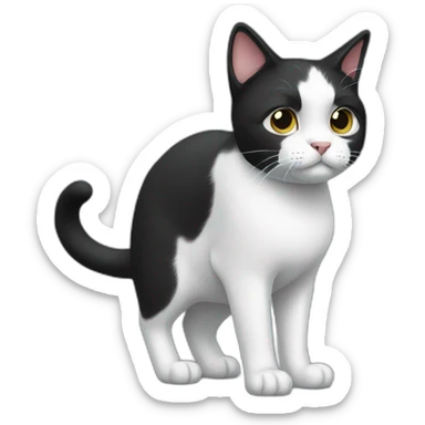 black and white cat is standing sticker