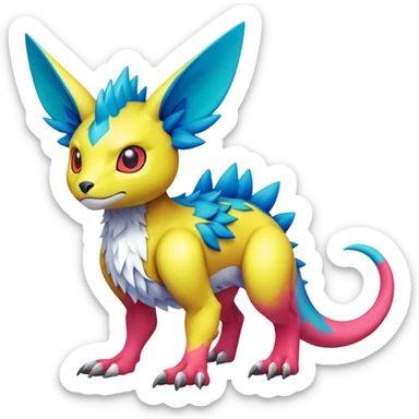 colorful Fakémon-Digimon-Fionbri-Trico-creature (full body) sticker