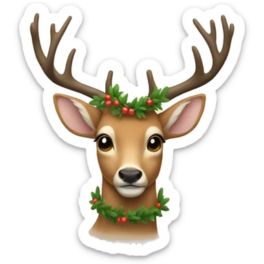 Deer with a garland on the horns sticker