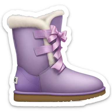 Realistic light purple ugg boots with fur and laced up light purple ribbons tied into bows. sticker