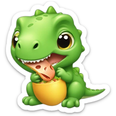 Baby dinosaur eating lunch sticker