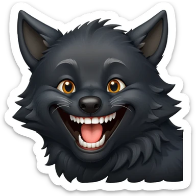 black wolf laughing sticker