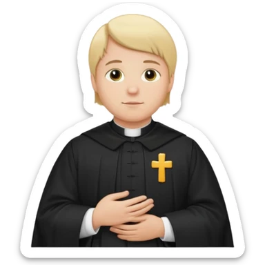 pregnant man with parted blonde middle hair  and dressed like a catholic priest  sticker