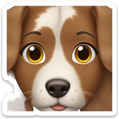 girl with brown hair and brown eyes and dog  sticker