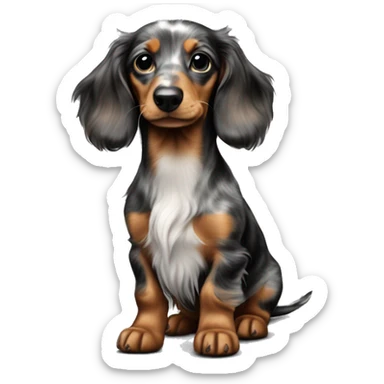 Tri Merle long haired Dachshund puppy full body sticker