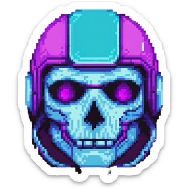futuristic cyberpunk pixel art icon, vivid neon colors purple magenta cyan, minimal expressive design, 32x32, centered, high contrast, transparent background, no text, suitable for dark background, requested by user symbol sticker