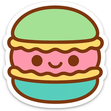cute macaroon with pastel colors, smiling face, kawaii style sticker