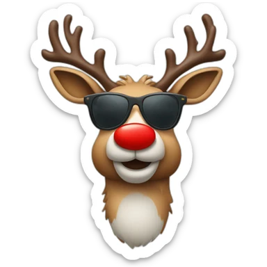 Red nose reindeer with sunglasses sticker
