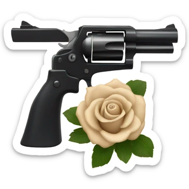 black revolver with beige rose sticker