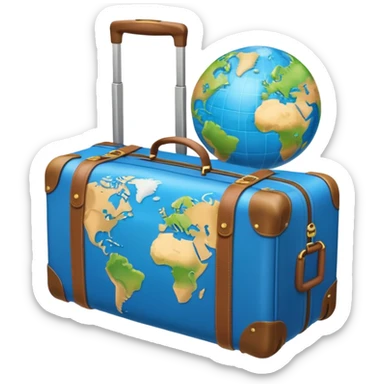 world emoji with luggage bag  sticker