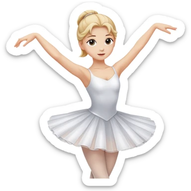 female ballet dancer, blond hair, white dress, arms gracefully extended sticker