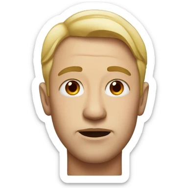 Man with red spot on lip sticker