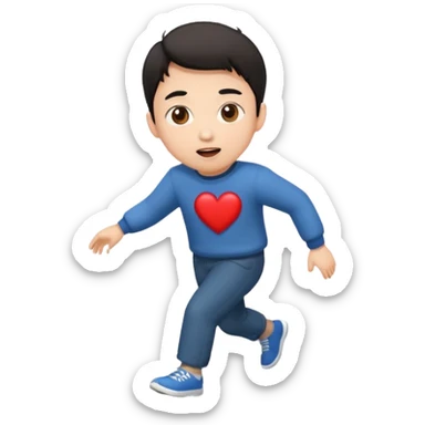 asian man with heart eyes tripping on sidewalk  sticker