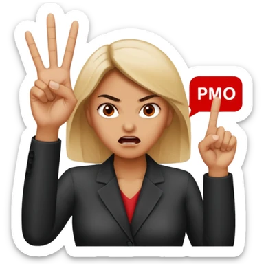 Letters saying “Don’t PMO” With an angry lady standing behind the letters with her fingers up  sticker