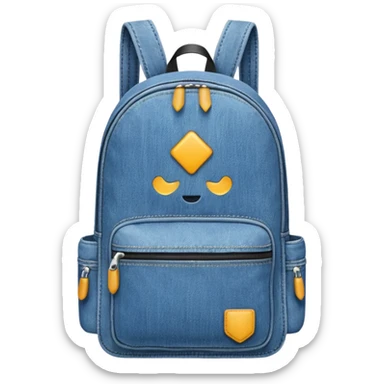 blue denim backpack 

 sticker