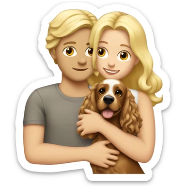 Blonde hugs with cocker spaniel sticker