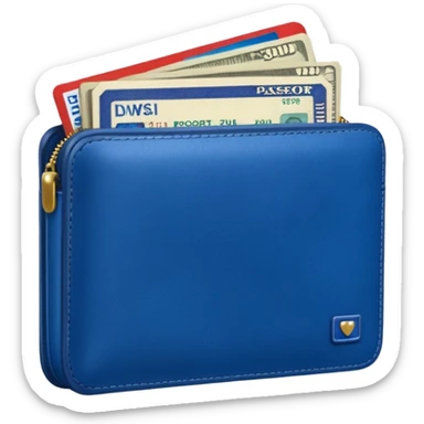 Travel lue wallet – larger, holds passport and tickets.
 sticker