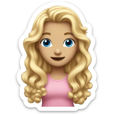 girl with long wavy blonde hair and blue eyes walking and show a puff of air behind her sticker
