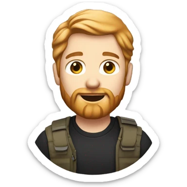 Male photographer with side parted strawberry blonde hair and a beard. sticker