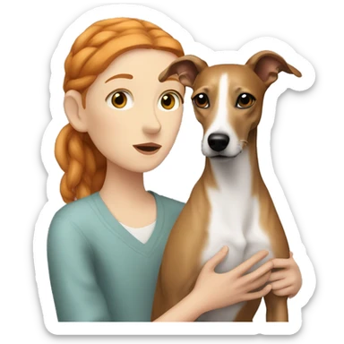 whippet with ginger human girl sticker