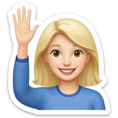 I want an emoji of a lady saying saying hello to a platform group with smiles on her face sticker