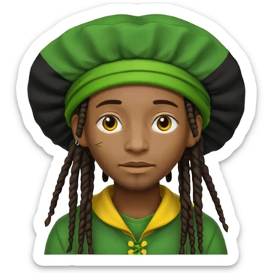 Jamaican dreads with a Jamaican bonnet no person just the hair sticker