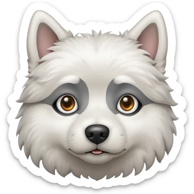 a white dog with a gray stain on one eye sticker