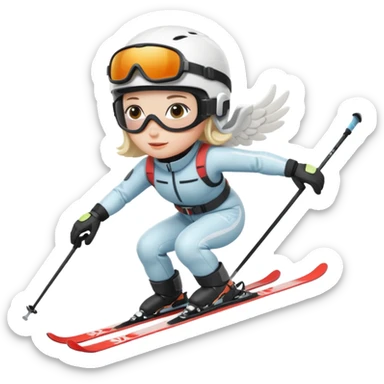 An angel on skis going down a hill sticker