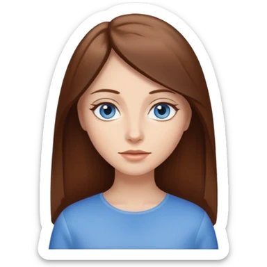 Femme brune cheveux long raide yeux bleus en amande sticker