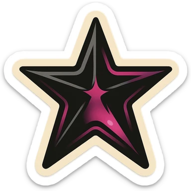 gothic star, black and pink, retro stickers style sticker