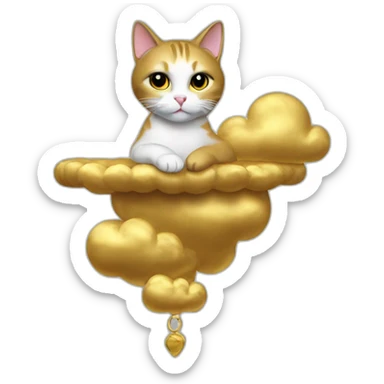 cat secretary sitting on top of the gold cloud sticker