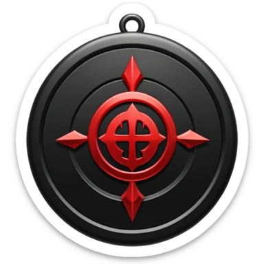 iOS sticker, dark fantasy amulet, black base, red symbol, minimal sticker